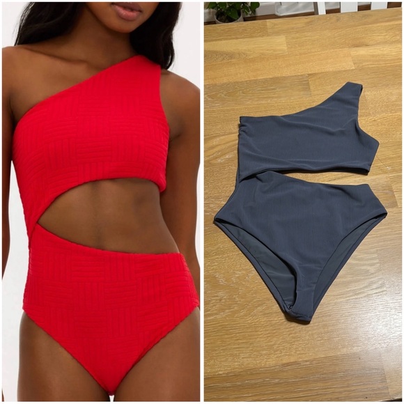 Other - Beach riot cut out One-Shoulder Gray Swimsuit size Large NWOT